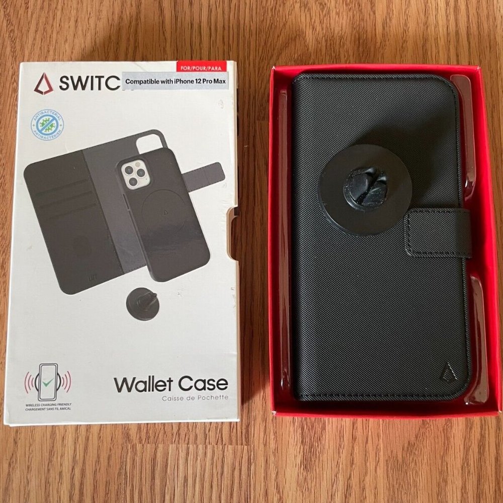 Switch iPhone Case Book Case Black Wallet Case W/ Vent Holder iPhone 12 Pro Max